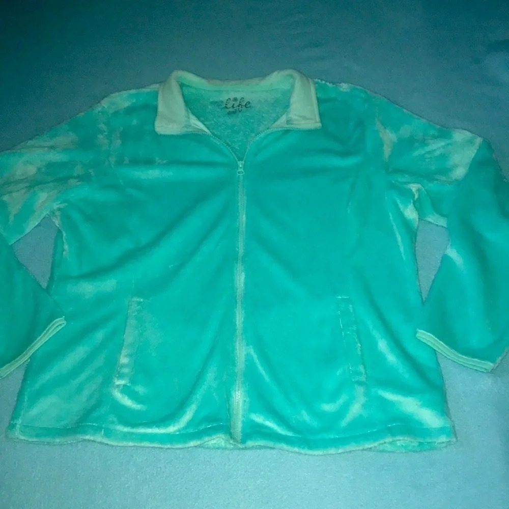 MADE FOR LIFE  brushed fleece long sleeve zip up 2 pockets sky blue NEW size XL